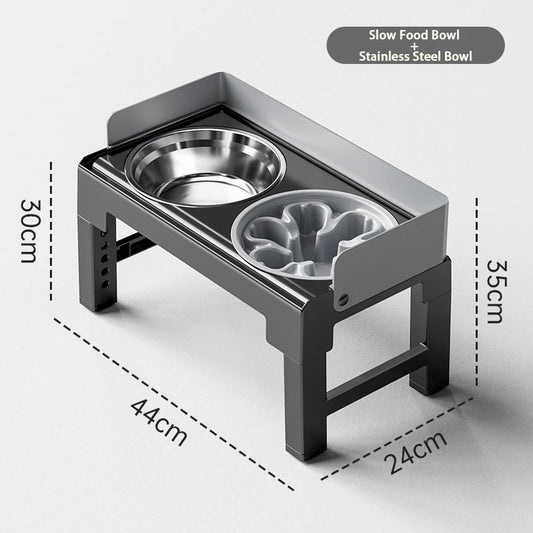 6 Height Adjustable Elevated Dog Bowls Stand with 2 Stainless Steel Bowls, Non-Slip Spill-Proof Pet Feeder for Small Medium Larg
