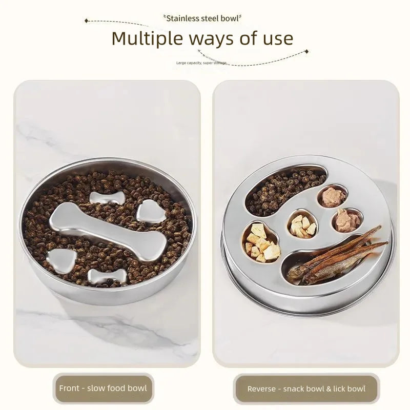 Beanpaw stainless steel slow feeder bowl for dogs and cats