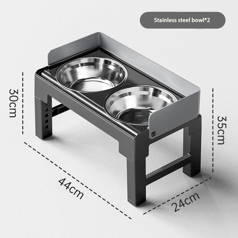 6 Height Adjustable Elevated Dog Bowls Stand with 2 Stainless Steel Bowls, Non-Slip Spill-Proof Pet Feeder for Small Medium Larg